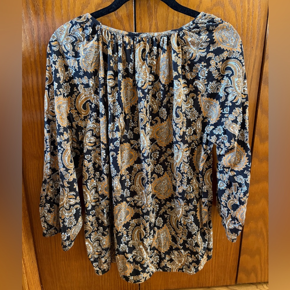 Michael Kors Black Tunic with Gold and Cream Paisley